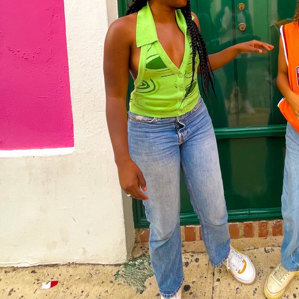 GREEN HALTER TOP - Y2k